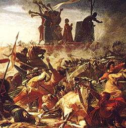 Battaglia di Legnano. particolare da un quadro di Amos Cassioli (1832-1891)